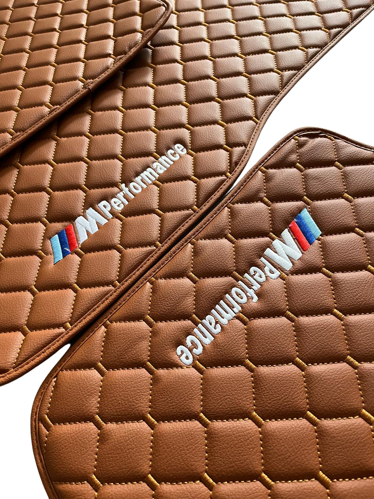 BMW M PERFORMANCE Premium Custom Fit Leather Car Floor Mats – Full Set Interior Leather Floor Mats for Cars