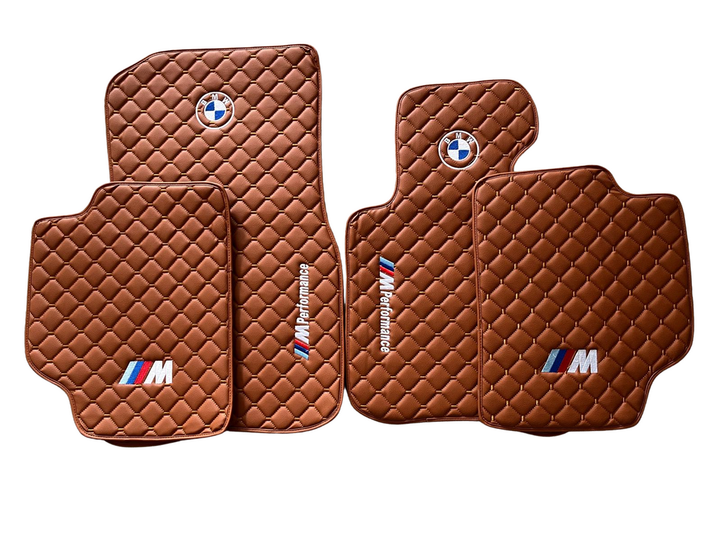 BMW M PERFORMANCE Premium Custom Fit Leather Car Floor Mats – Full Set Interior Leather Floor Mats for Cars