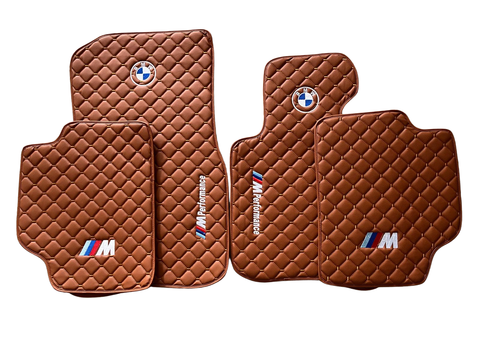 BMW M PERFORMANCE Premium Custom Fit Leather Car Floor Mats – Full Set Interior Leather Floor Mats for Cars