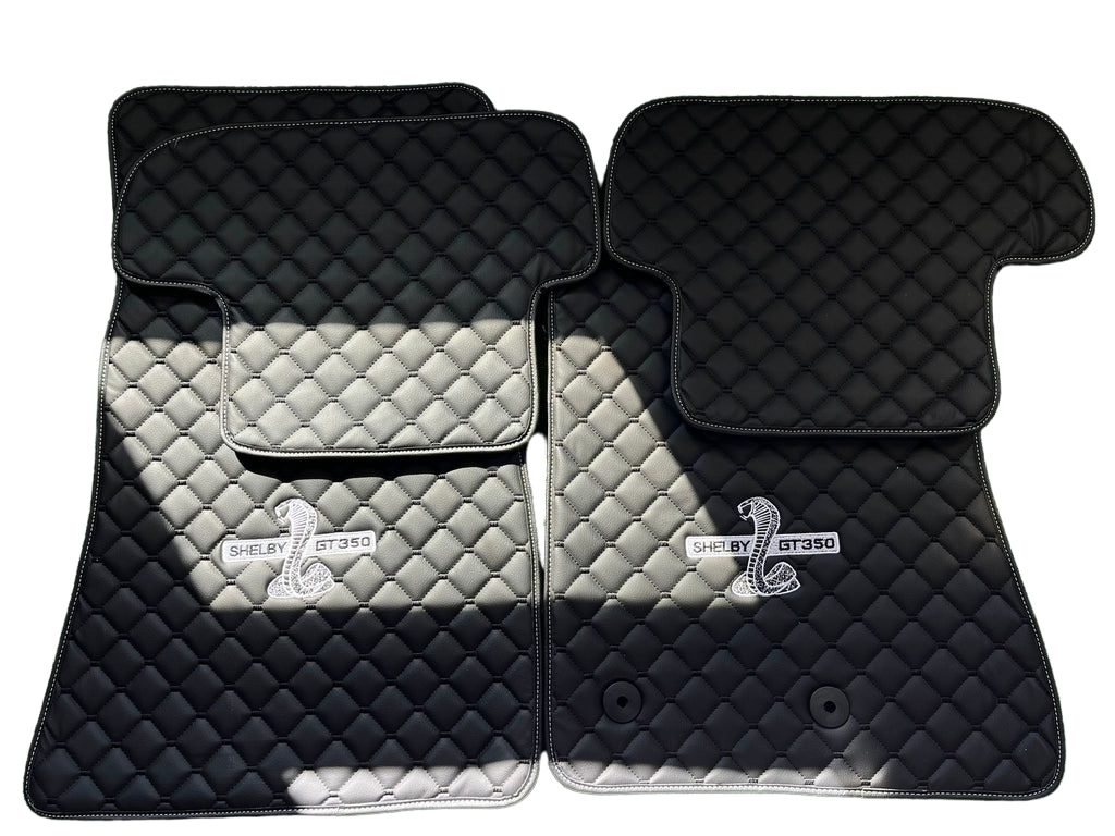 Shelby GT350 Premium Custom Fit Leather Car Floor Mats – Full Set Interior Leather Floor Mats for Cars