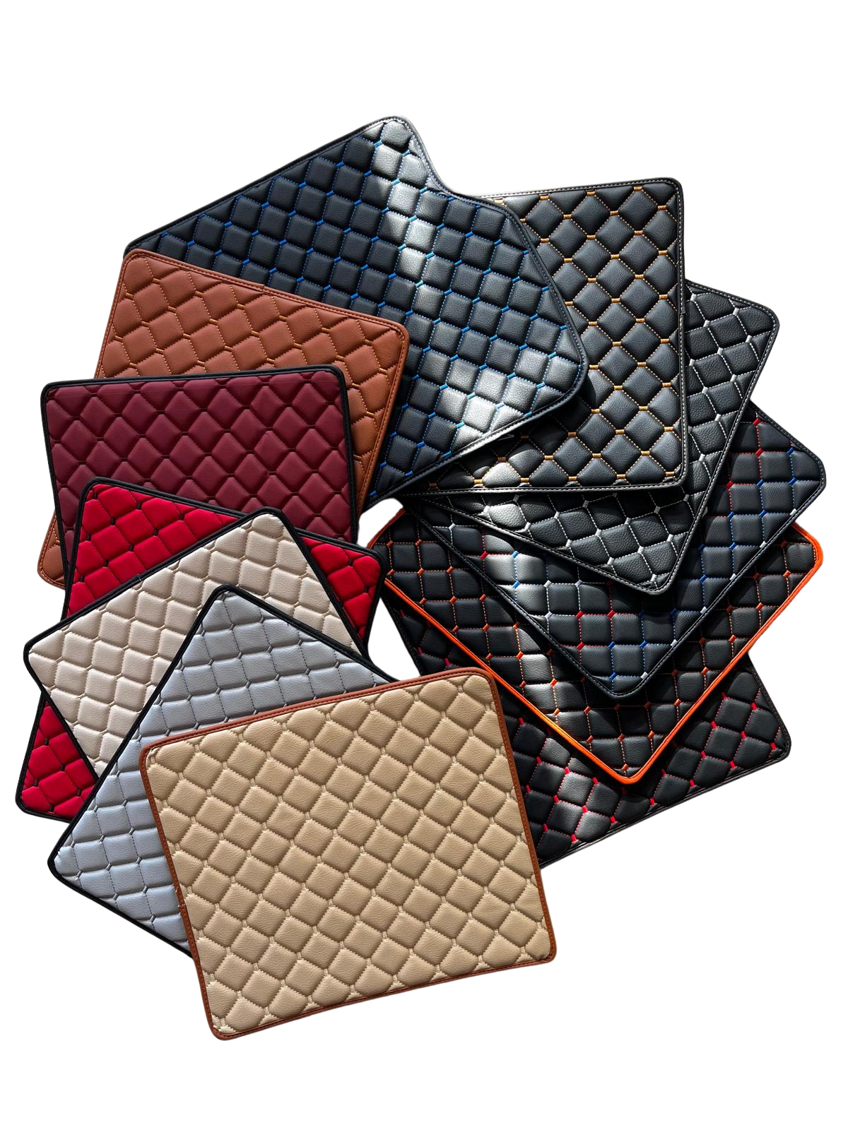 Ferrari Premium Leather Floor Mats  Diamond Quilted Design with Prancing Horse  Luxury Car Mat Set