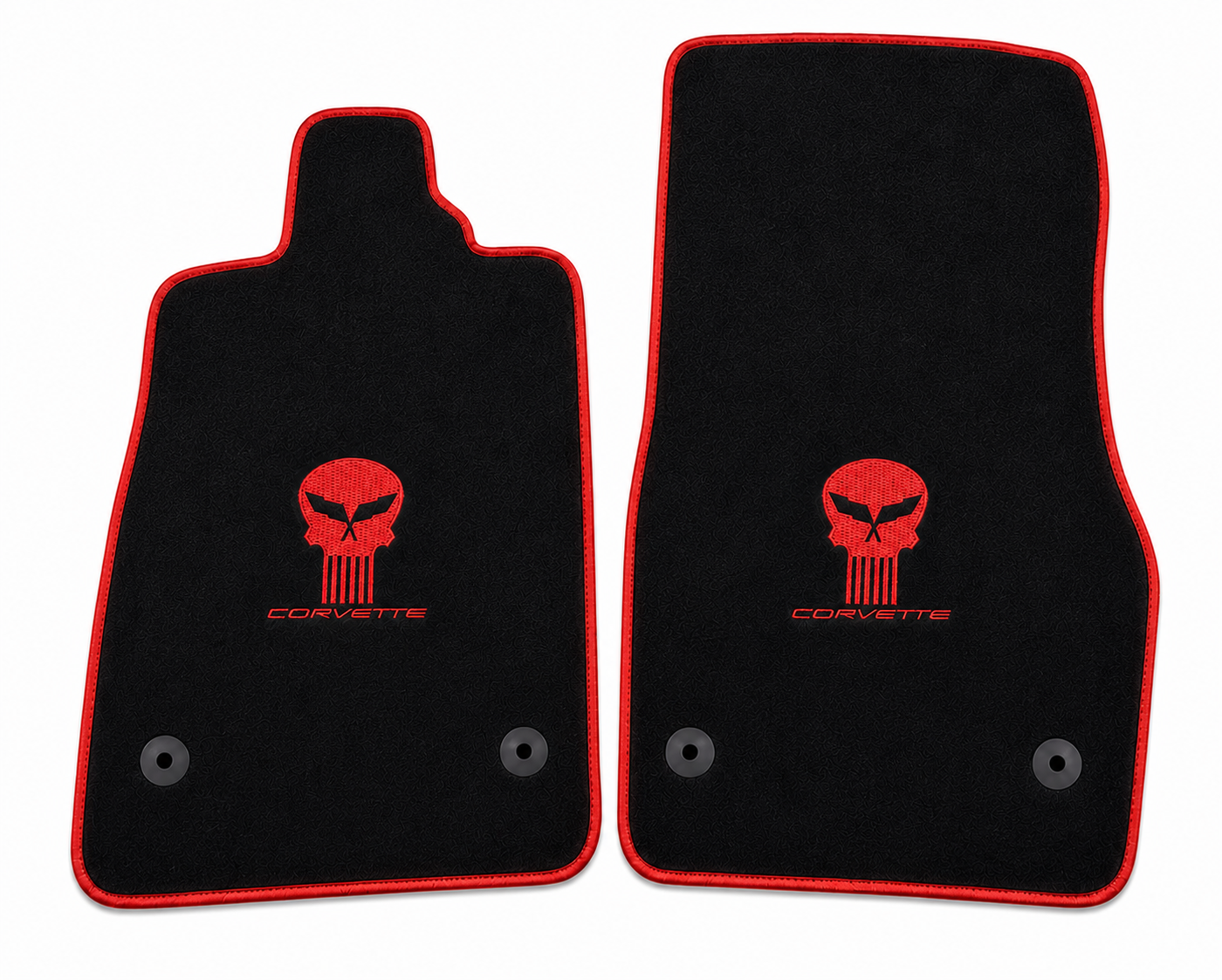 Corvette Jake Skull Premium Custom Fit Carpet Car Floor Mats – Full Set Interior Floor Mats for Cars
