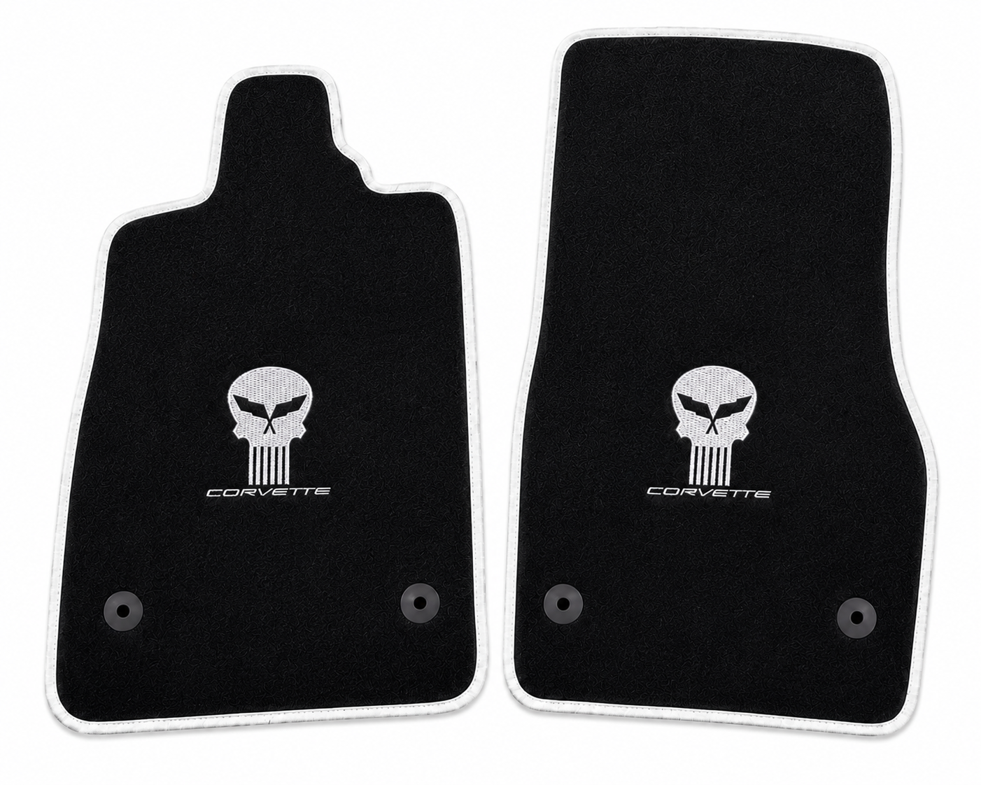 Corvette Jake Skull Premium Custom Fit Carpet Car Floor Mats – Full Set Interior Floor Mats for Cars