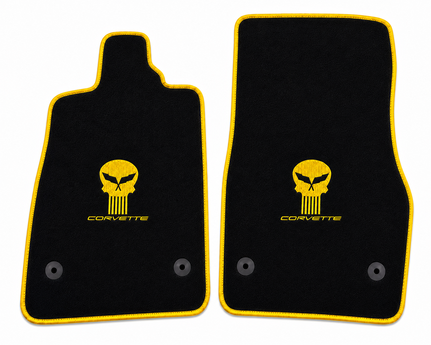 Corvette Jake Skull Premium Custom Fit Carpet Car Floor Mats – Full Set Interior Floor Mats for Cars