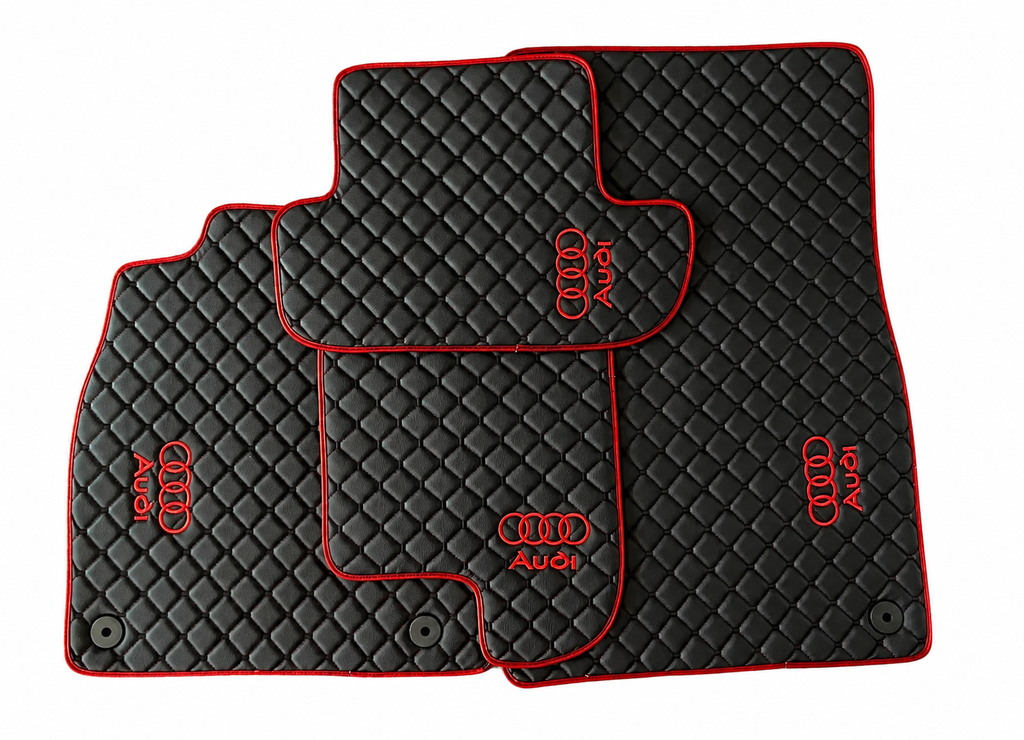 Audi Premium Custom Fit Leather Car Floor Mats – Full Set Interior Leather Floor Mats for Cars