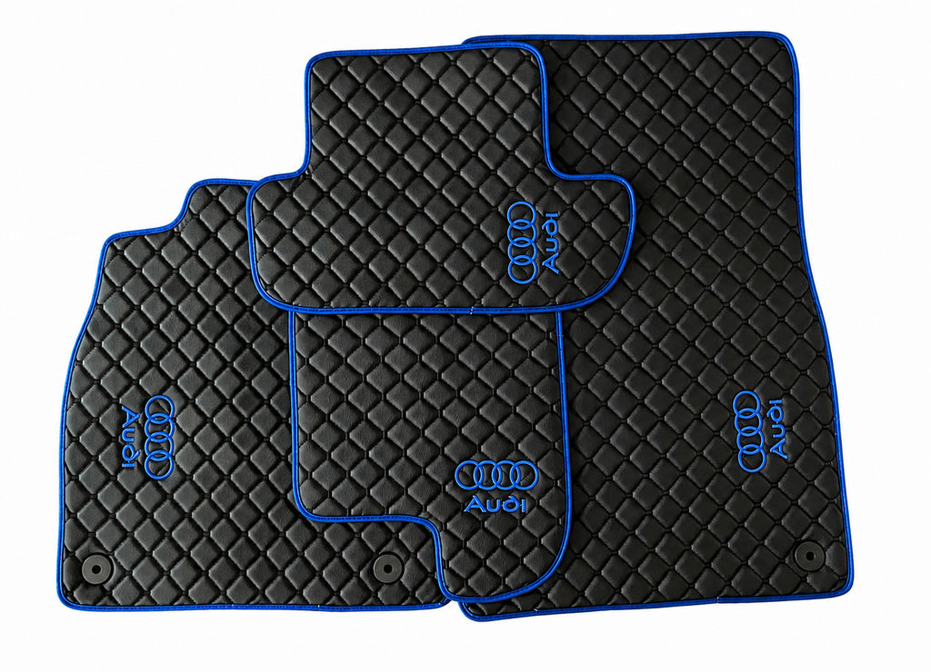 Audi Premium Custom Fit Leather Car Floor Mats – Full Set Interior Leather Floor Mats for Cars