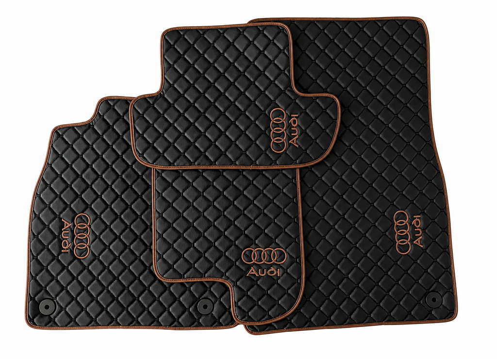 Audi Premium Custom Fit Leather Car Floor Mats – Full Set Interior Leather Floor Mats for Cars
