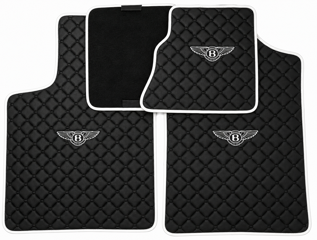 Bentley Premium Custom Fit Leather Car Floor Mats – Full Set Interior Leather Floor Mats for Cars