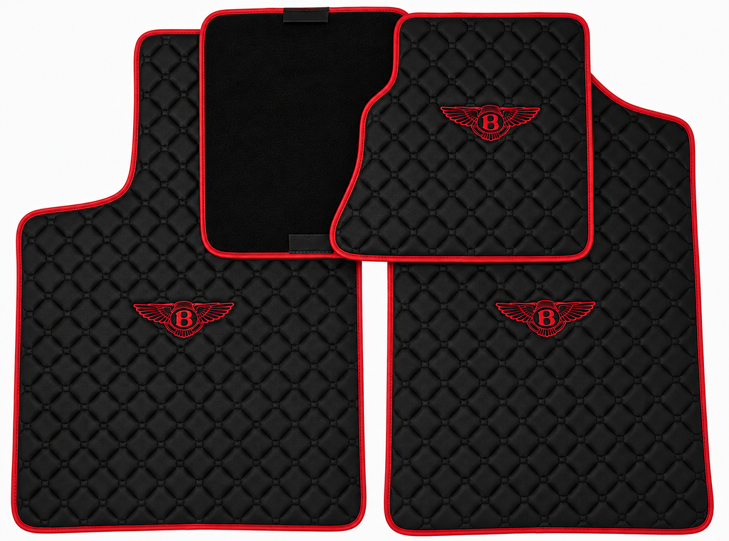 Bentley Premium Custom Fit Leather Car Floor Mats – Full Set Interior Leather Floor Mats for Cars