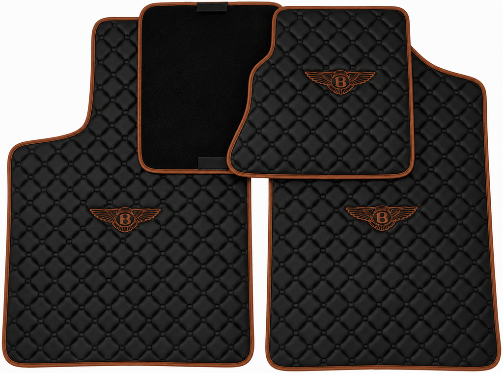 Bentley Premium Custom Fit Leather Car Floor Mats – Full Set Interior Leather Floor Mats for Cars