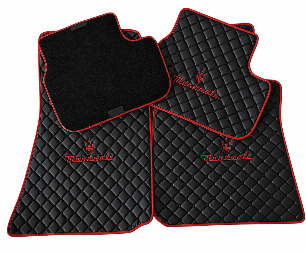 Maserati Premium Custom Fit Leather Car Floor Mats – Full Set Interior Leather Floor Mats for Cars