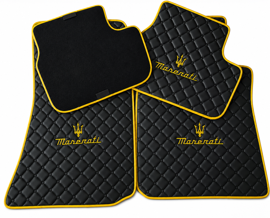 Maserati Premium Custom Fit Leather Car Floor Mats – Full Set Interior Leather Floor Mats for Cars