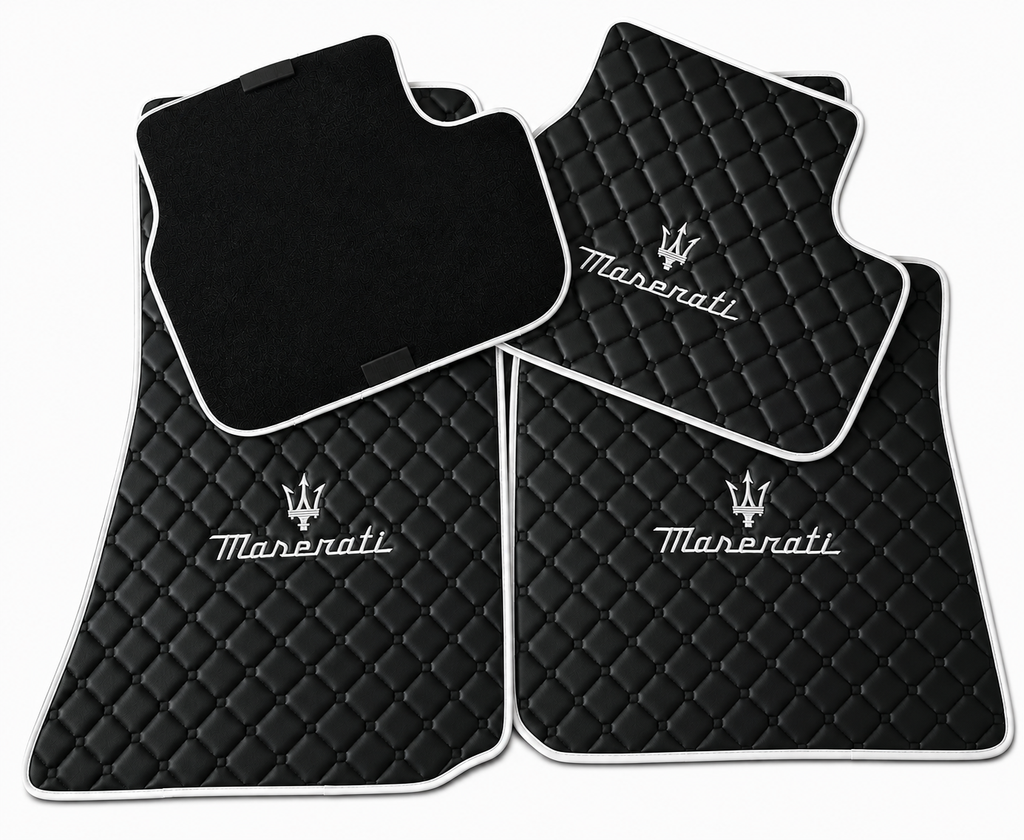 Maserati Premium Custom Fit Leather Car Floor Mats – Full Set Interior Leather Floor Mats for Cars