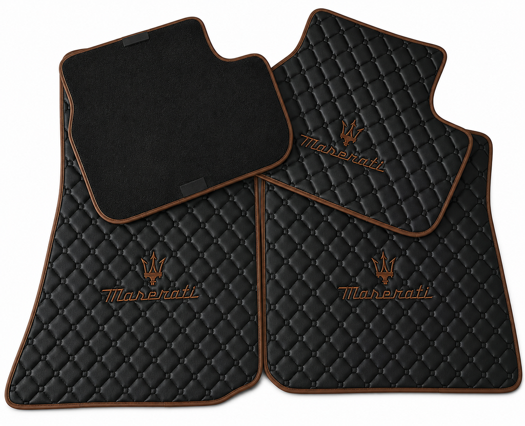 Maserati Premium Custom Fit Leather Car Floor Mats – Full Set Interior Leather Floor Mats for Cars
