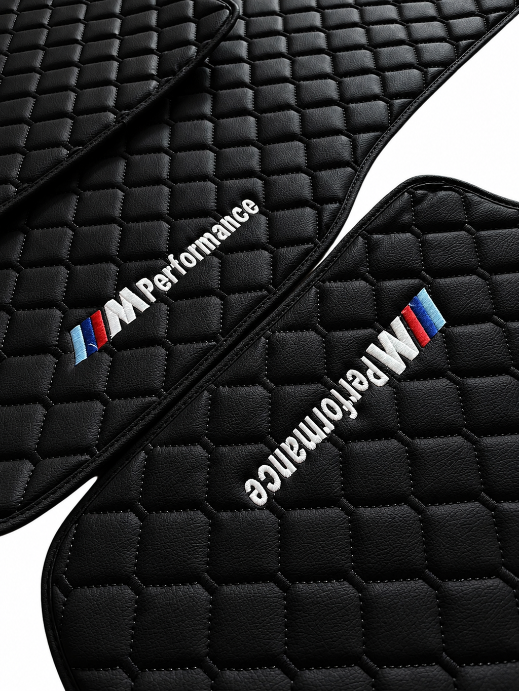 BMW M PERFORMANCE Premium Custom Fit Leather Car Floor Mats – Full Set Interior Leather Floor Mats for Cars
