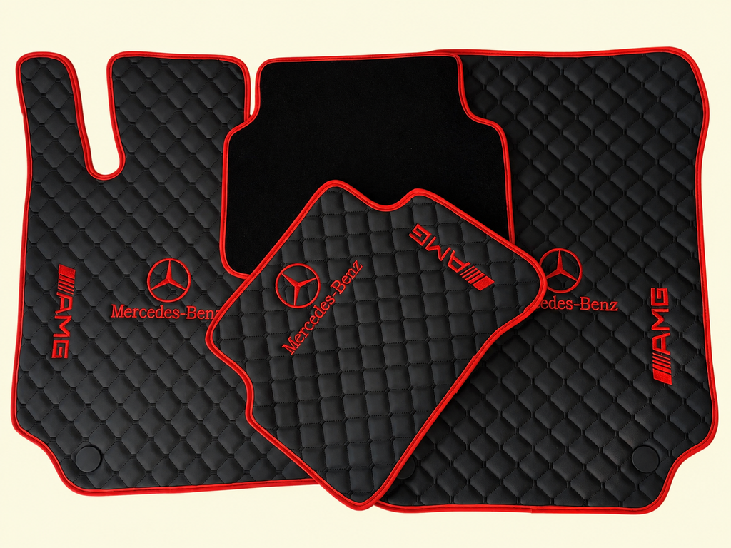 Mercedes Benz AMG Premium Custom Leather Car Floor Mats – Full Set Leather Floor Mats for Cars