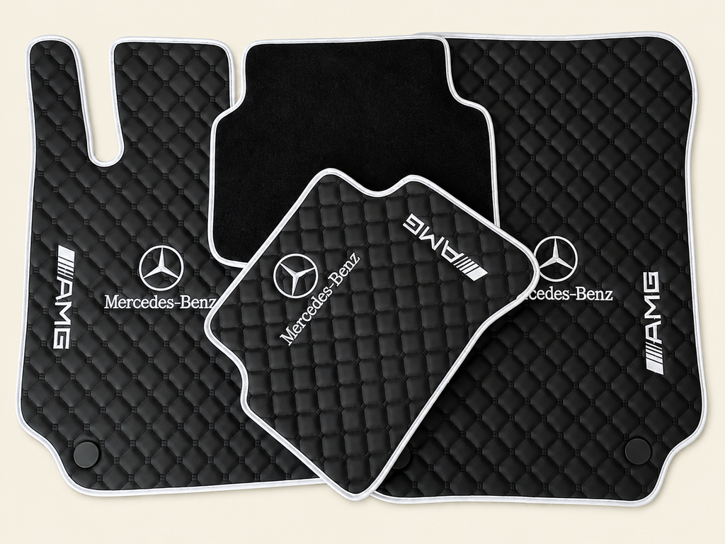 Mercedes Benz AMG Premium Custom Leather Car Floor Mats – Full Set Leather Floor Mats for Cars