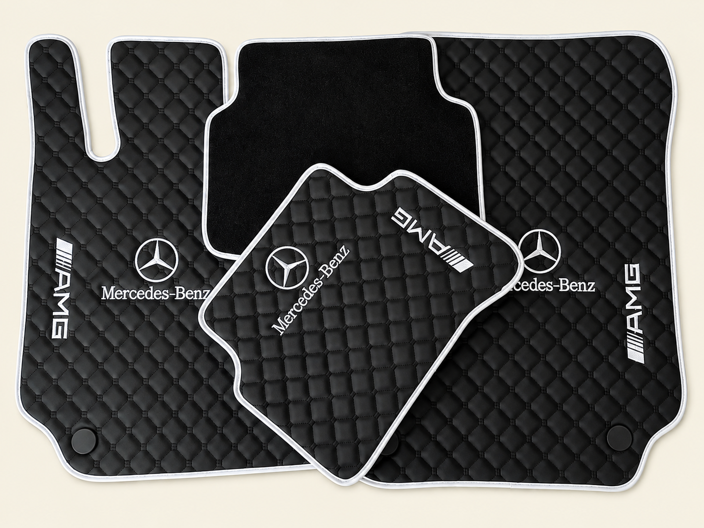 Mercedes Benz AMG Premium Custom Leather Car Floor Mats – Full Set Leather Floor Mats for Cars