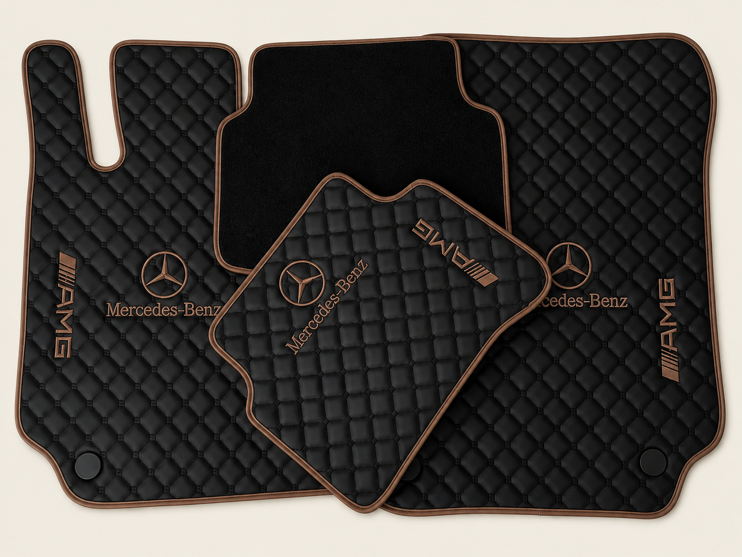 Mercedes Benz AMG Premium Custom Leather Car Floor Mats – Full Set Leather Floor Mats for Cars