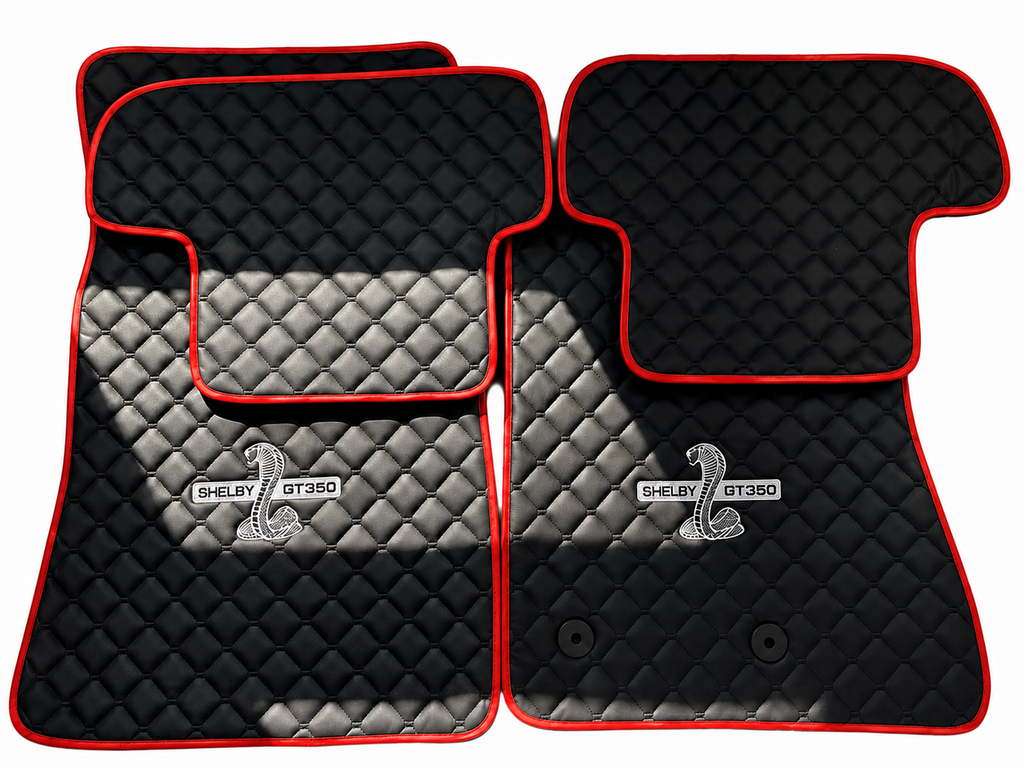 Shelby GT350 Premium Custom Fit Leather Car Floor Mats – Full Set Interior Leather Floor Mats for Cars