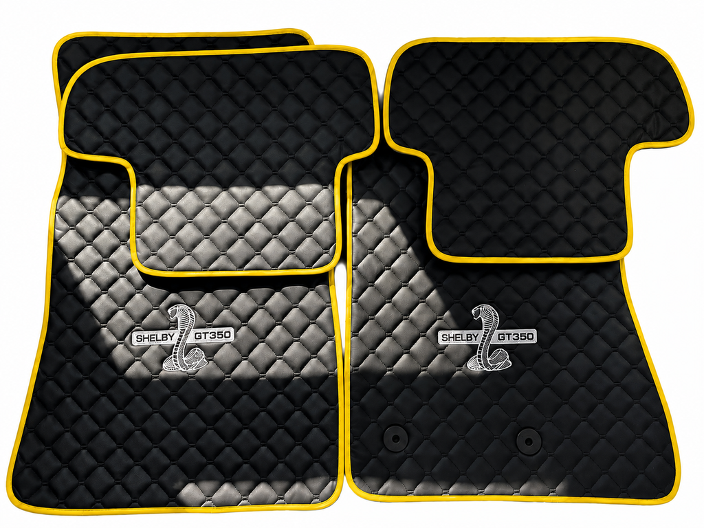 Shelby GT350 Premium Custom Fit Leather Car Floor Mats – Full Set Interior Leather Floor Mats for Cars