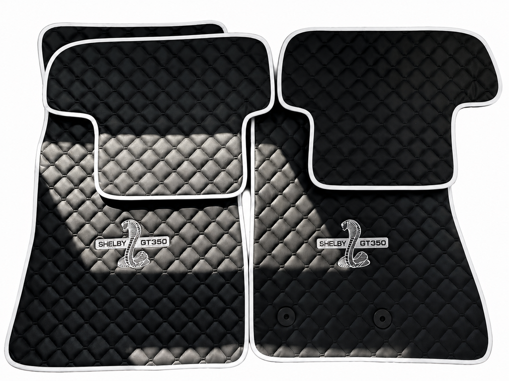 Shelby GT350 Premium Custom Fit Leather Car Floor Mats – Full Set Interior Leather Floor Mats for Cars