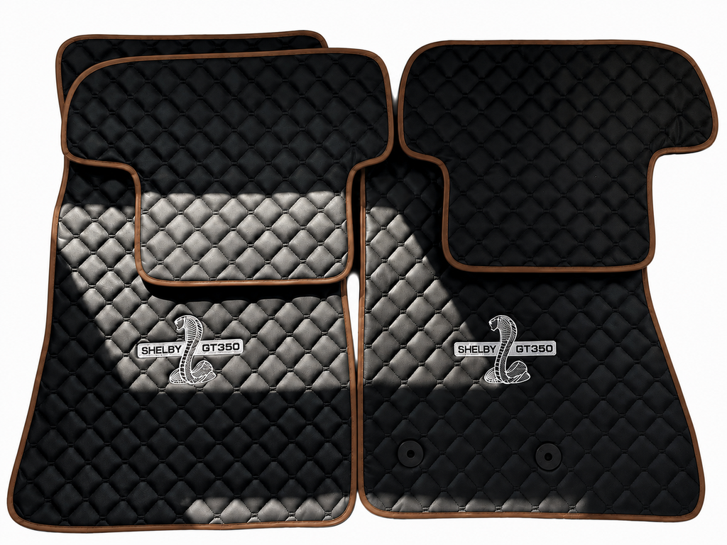 Shelby GT350 Premium Custom Fit Leather Car Floor Mats – Full Set Interior Leather Floor Mats for Cars