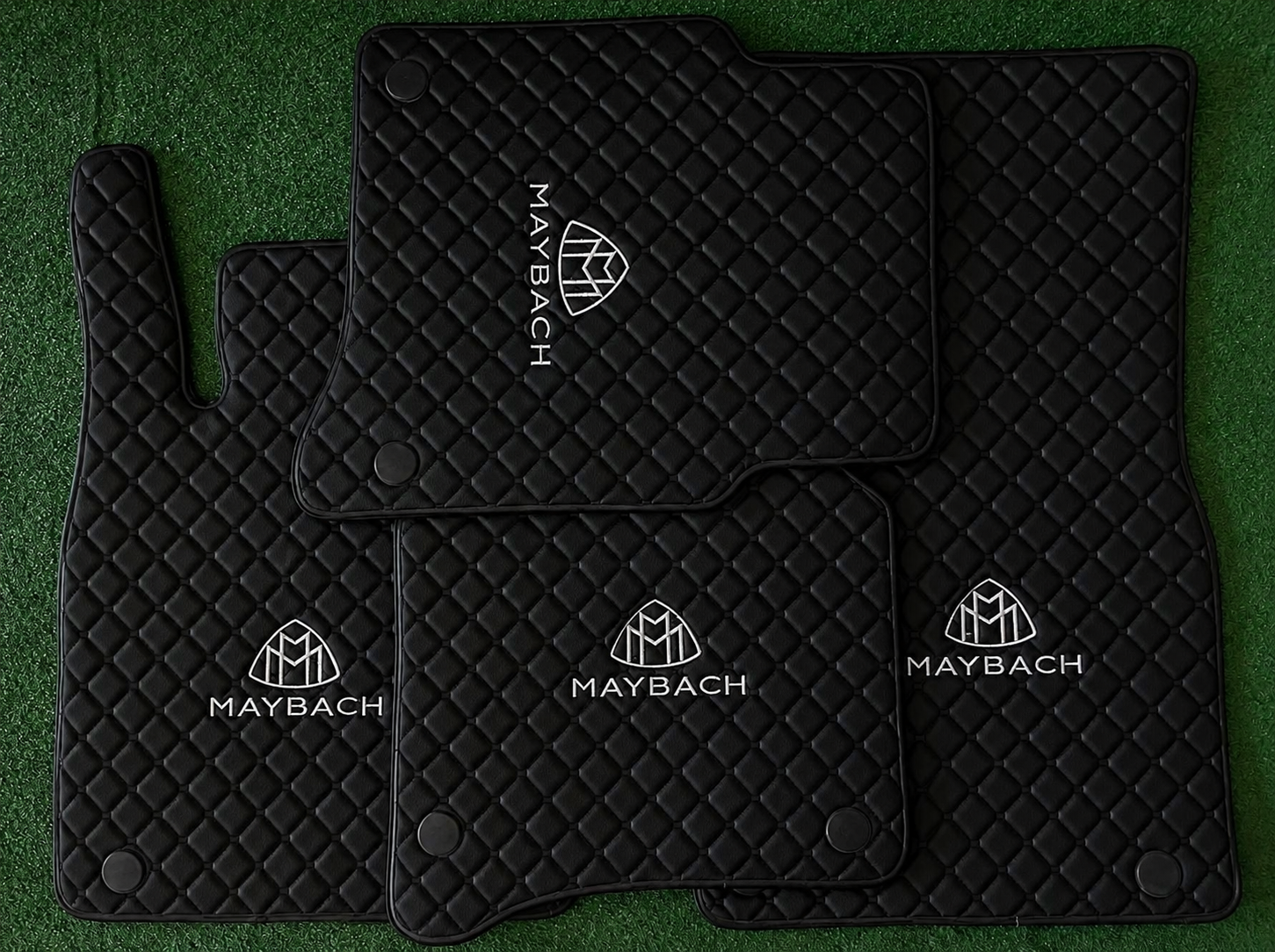 Maybach Premium Custom Fit Leather Car Floor Mats – Full Set Interior Leather Floor Mats for Cars