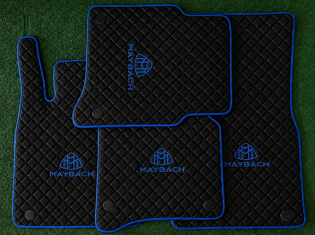 Maybach Premium Custom Fit Leather Car Floor Mats – Full Set Interior Leather Floor Mats for Cars