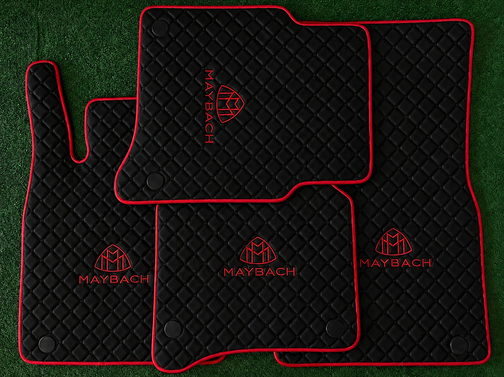 Maybach Premium Custom Fit Leather Car Floor Mats – Full Set Interior Leather Floor Mats for Cars