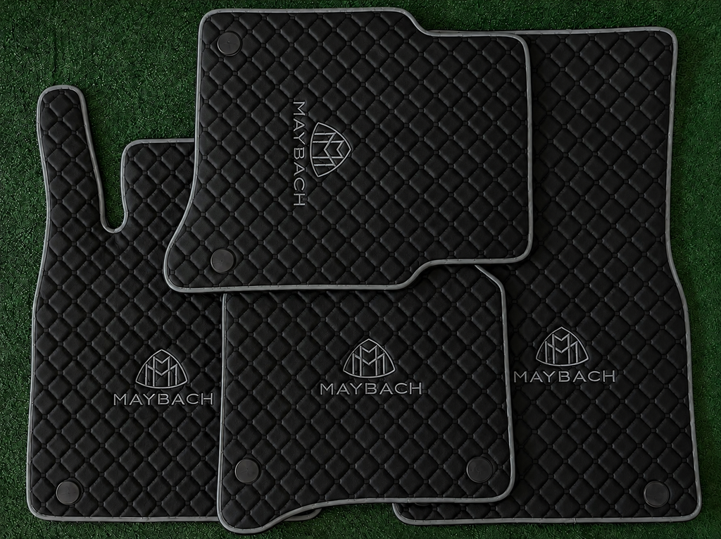 Maybach Premium Custom Fit Leather Car Floor Mats – Full Set Interior Leather Floor Mats for Cars