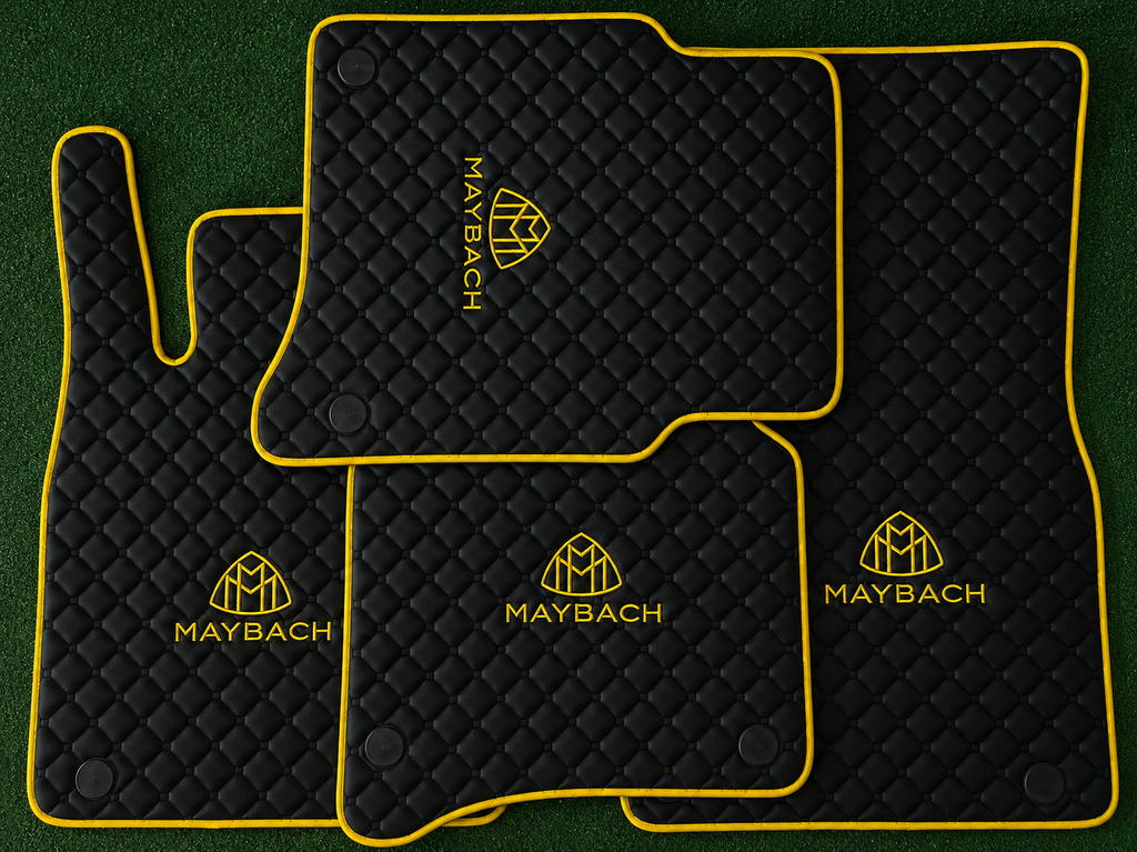 Maybach Premium Custom Fit Leather Car Floor Mats – Full Set Interior Leather Floor Mats for Cars