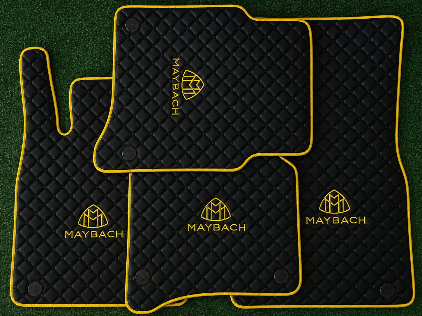 Maybach Premium Custom Fit Leather Car Floor Mats – Full Set Interior Leather Floor Mats for Cars