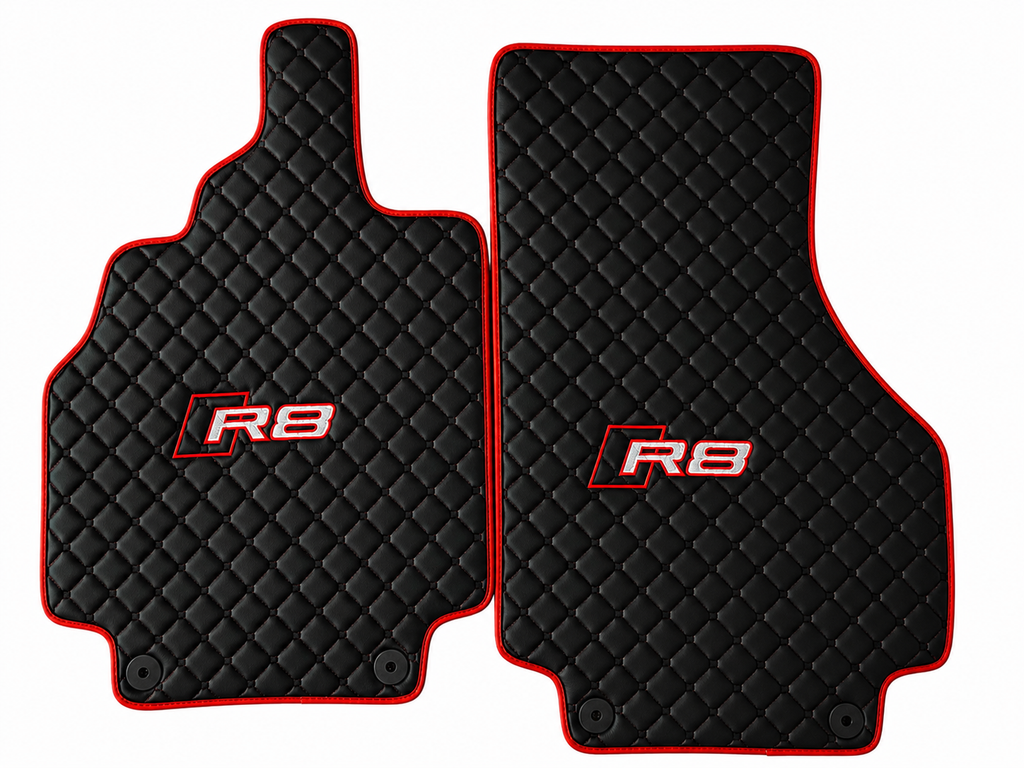 Audi R8 Premium Custom Fit Leather Car Floor Mats – Full Set Interior Leather Floor Mats for Cars