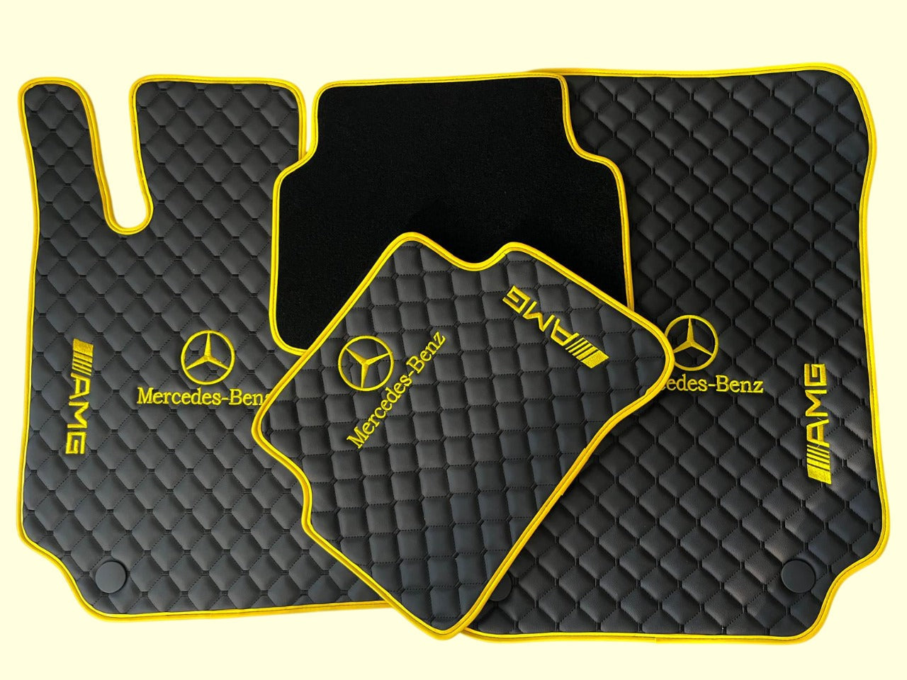 Mercedes Benz AMG Premium Custom Leather Car Floor Mats – Full Set Leather Floor Mats for Cars