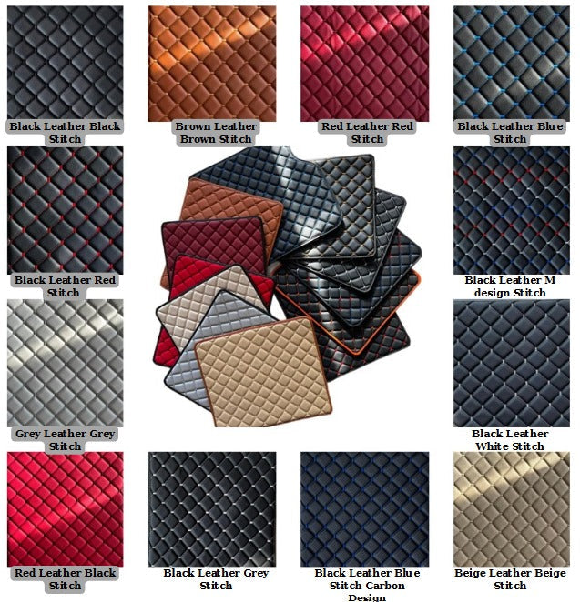 Ferrari Premium Leather Floor Mats  Diamond Quilted Design with Prancing Horse  Luxury Car Mat Set